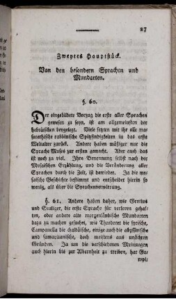 Zweytes Hauptstück. Von den besondern Sprachen und Mundarten