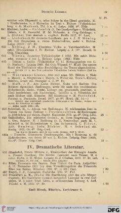 IV. Dramatische Literatur (Nr. 650 - 674)