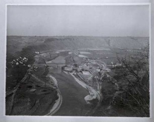 Hessigheim, Kraftwerk und Wehr im Bau, Blick von der Kanzel