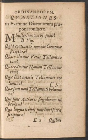 Quaestiones in Examine Diaconorum proponi consuetae.