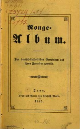 Ronge-Album : den deutsch-katholischen Gemeinden und ihren Freunden gewidmet