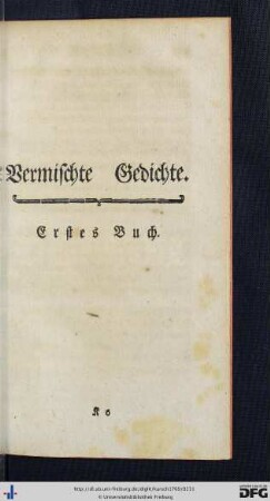 Vermischte Gedichte. Erstes Buch.