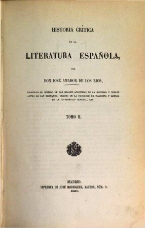 Historia crítica de la literatura española. 2