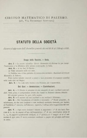 Statuto della società.