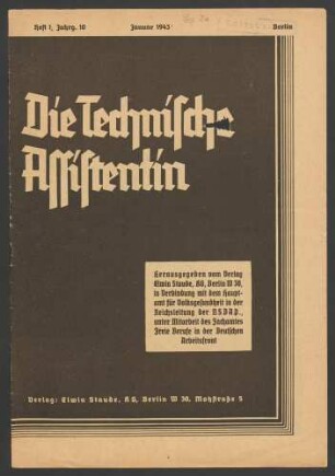 Die Technische Assistentin. Jahrgang 10 (1943) 1-12