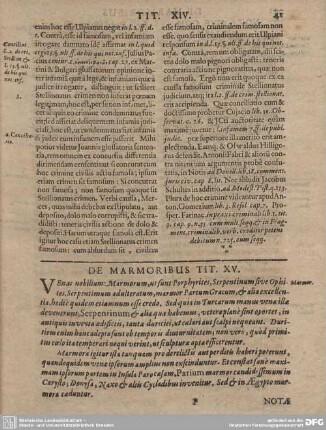 De Marmoribus Tit. XV.