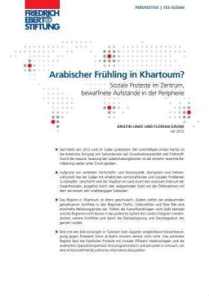 Arabischer Frühling in Khartoum? : Soziale Proteste im Zentrum, bewaffnete Aufstände in der Peripherie