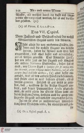 Das VII. Capitel. Vom Zustan und Beschaffenheit der nechst Wiennerischen Gegend unter den Roemern