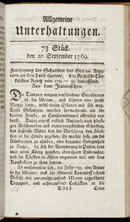 73 Stück. d. 20. September 1769.