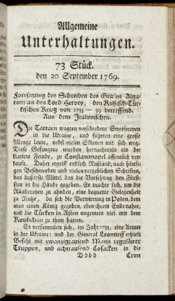 73 Stück. d. 20. September 1769.