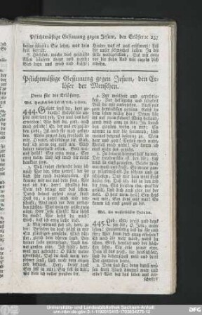 Pflichtmäßige Gesinnung gegen Jesum, der Erlöser der Menschen.