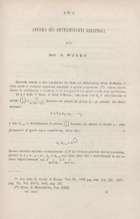 Ancora sui determinanti reciproci.