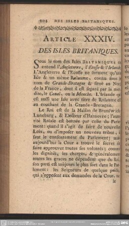 Article XXXIV. Des Isles Britaniques