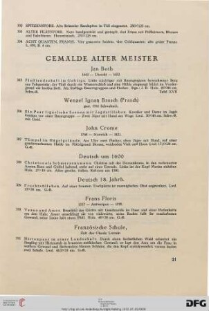 Gemälde alter Meister (Nr. 305-333)