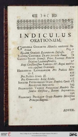 Indiculus Orationum