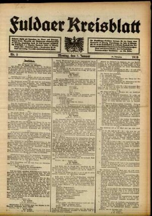 Ausgabe vom Montag, den 07. Januar 1918.