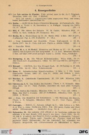 4. Kunstgeschichte (Nr. 615- 719)