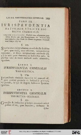 Pars III: Iurisprudentia naturalis stricte sic dicta criminalis