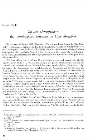 Zu den Urnenfeldern der vorrömischen Eisenzeit im Unterelbegebiet