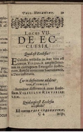 Locus VII. De Ecclesia