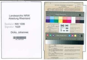 Entnazifizierung Johannes Dicks , geb. 29.06.1898 (Landwirt)