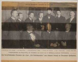 Ausschnitt aus "Tägliche Sonder-Beilage des Berliner Lokal-Anzeigers" vom 25. Januar 1911: "Bilder vom Tage": Gruppenbild mit Hofmannsthal und Strauss