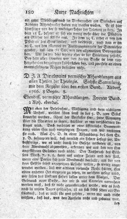 Vermischte Abhandlungen aus allen Theilen der Theologie. Bd.1.,Slg.6.; Bd.2.