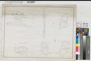 Lüdinghausen (Lüdinghausen) Einzelgrundstücke der Domäne Blatt 2 Entwurf 1823 100 Ruten = 15 cm 58 x 43 kol. Zeichnung Ziegert KSM Nr. 333