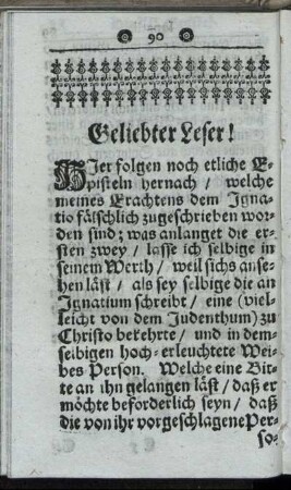 Geliebter Leser!