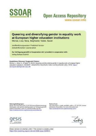 Queering and diversifying gender in equality work at European higher education institutions