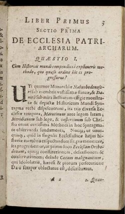 Sectio Prima. De Ecclesia Patriarcharum.
