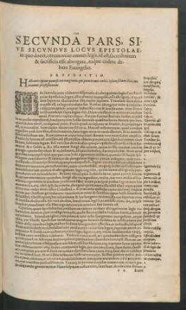 Secunda Pars, Sive Secundus Locus Epistolae ... Propositio.
