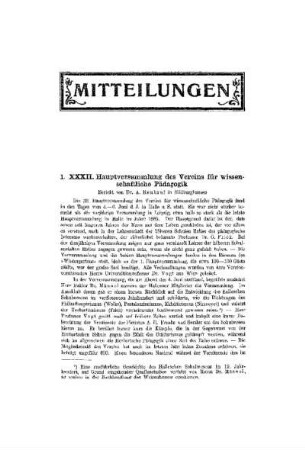 XXXII. Hauptversammlung des Vereins für wissenschaftliche Pädagogik