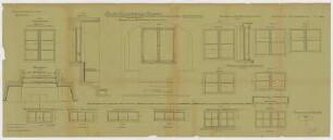 Thiersch, Friedrich von; München; Justizpalast - Souterrain - Fenster Nordostnord - u. Nordwestfassade (Grundriss, Schnitte, Ansichten)