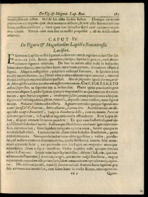 Caput IV. De Figura & Magnitudine Lapidis Bononiensis Luciferi.