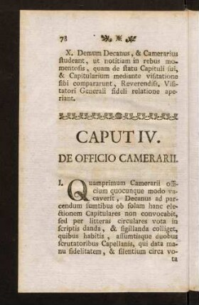 78-91, Caput IV. De Officio Camerarii. Caput V. De Officio Deputatorum. Caput VI. De Officio Secretarii.