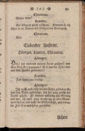 Siebender Auftritt. Hänsgen. Leander. Chicaneau.