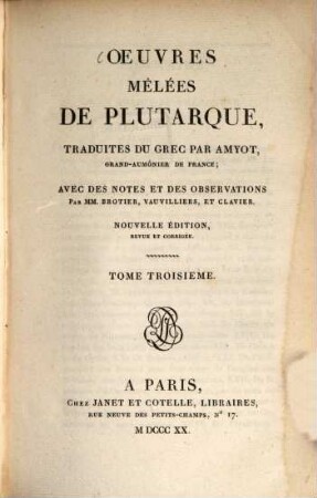 Oeuvres mêlées de Plutarque, 3