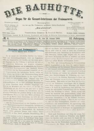 No. 4. Frankfurt a. M., den 23. Januar 1909. 52. Jahrgang.