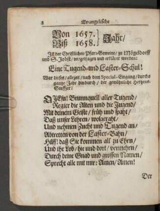 Von 1657. Biß 1658. Jahr