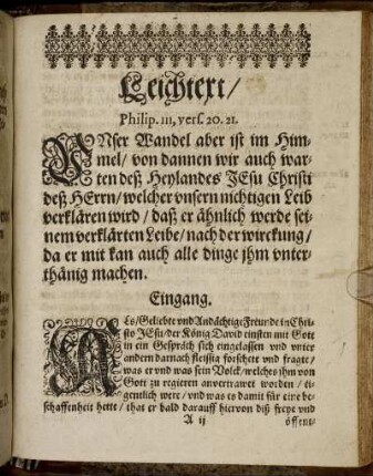 [Eine Christliche Leichpredigt.]