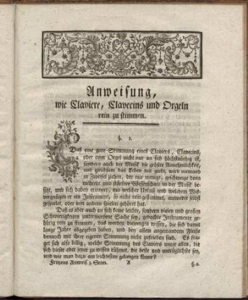 Anweisung, wie Claviere, Clavecins und Orgeln rein zu stimmen