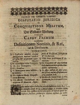 Permissu Illustris Ictorum Ordinis Celeberrimae Salanae, De Conquisitione Militum, von Werbung der Soldaten