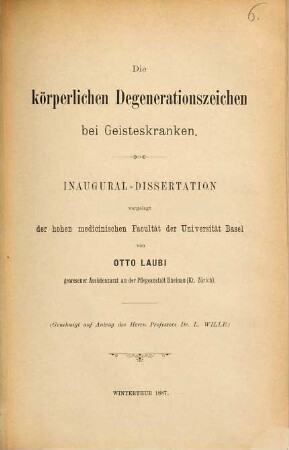 Die körperlichen Degenerationszeichen bei Geisteskranken