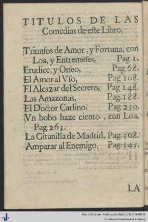 Titulos De Las Comedias de este Libro.