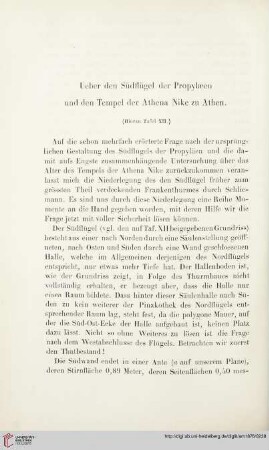 1: Ueber den Südflügel der Propylæen und den Tempel der Athena Nike zu Athen