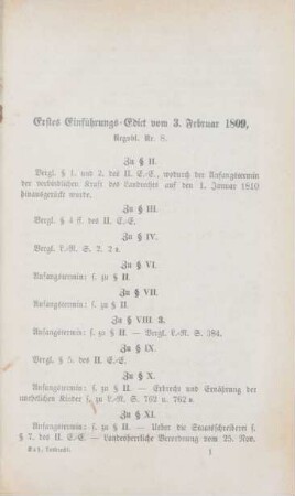 Erstes Einführungs-Edict vom 3. Februar 1809, Regsbl. Nr. 8