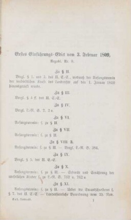 Erstes Einführungs-Edict vom 3. Februar 1809, Regsbl. Nr. 8