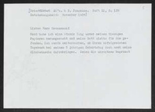 Brief von Gerhart Hauptmann an Stefan Großmann