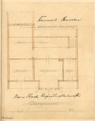 Einfamilienhaus Monatskonkurrenz Dezember 1905: Grundriss Dachgeschoss; Maßstabsleiste